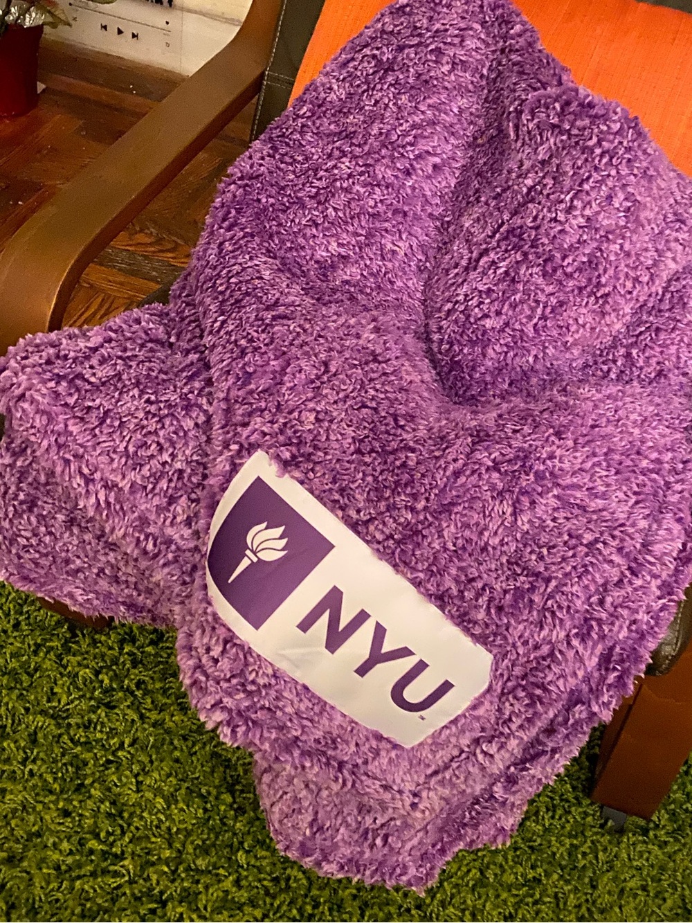 NYU Purple Plush Throw Blanket